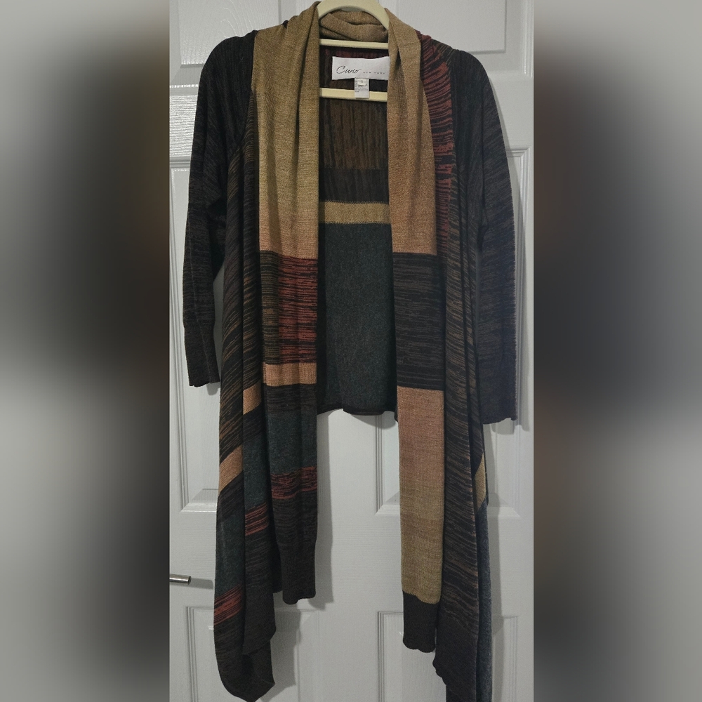 Curio Striped Women's Duster in Warm Tones